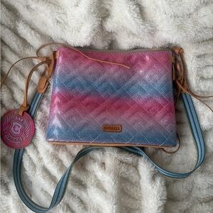 Consuela Nico Downtown Crossbody Purse-  Pink and Blue Sparkly Bag